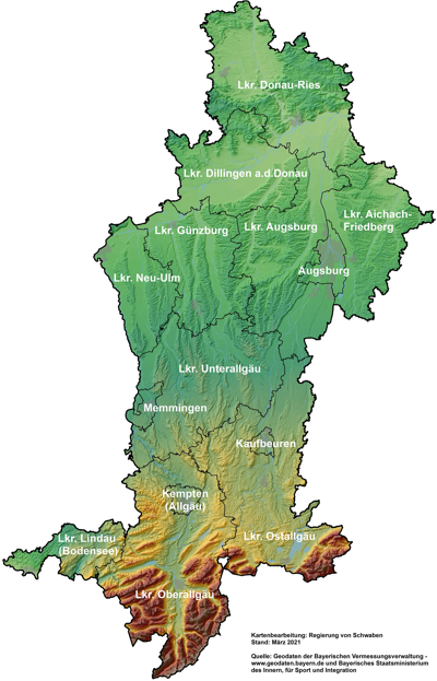 Karte Regierungsbezirk Schwaben
